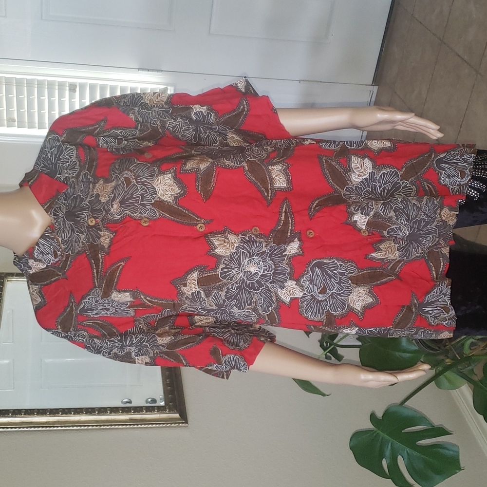Caribbean xl rayon flowy oversized Hawaiian print contrasted vibrant r…